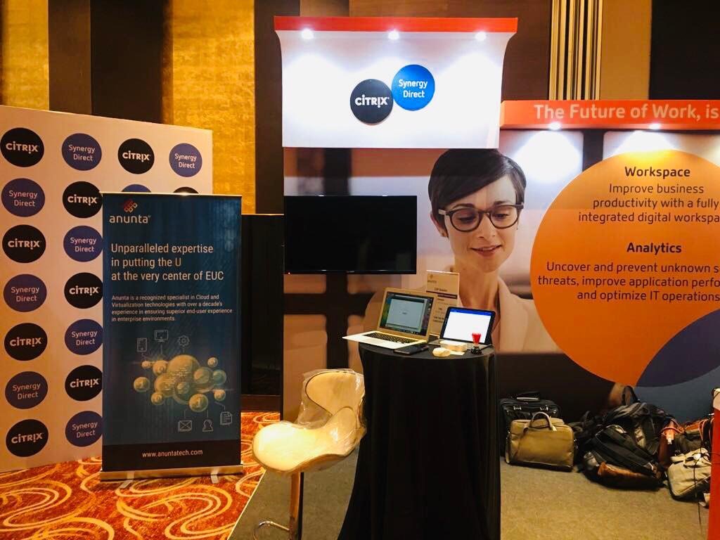 anuntatech's tweet photo. Anunta is proud to be a @CitrixCSP Partner sponsor at @CitrixPartners Synergy Direct 2018 in Mumbai. Meet our experts today to discuss your desktop virtualization challenges.
#Citrix #CIO #DigitalTransformation #EUC #SynergyDirect #CitrixPartner #CitrixSynergy  #EUCTransformation https://t.co/KAUmKfV13i
