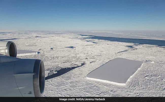 mkidj's tweet image. Good morning. 
Here how Mother Nature is great. A perfect #RectangularIceberg. @NASA