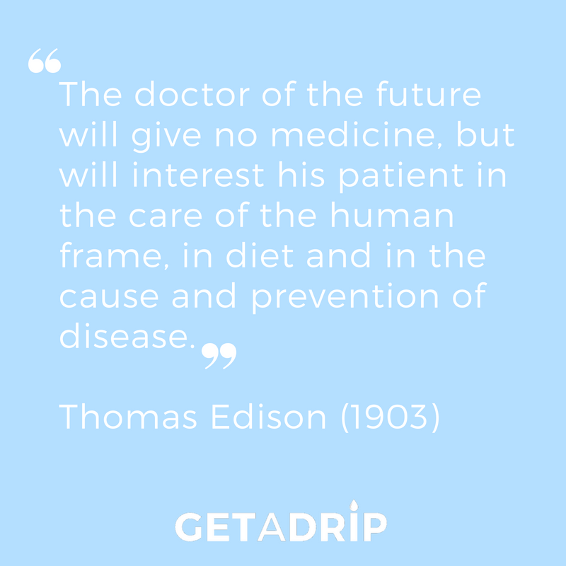 getadrip's tweet photo. “The doctor of the future will give no medicine, but will interest his patient in the care of the human frame, in diet and in the cause and prevention of disease." Thomas Edison, 1903
#getadrip #nutrition #vitamindrip #ivdrip #vitamintherapy https://t.co/JWdg2bZ51D