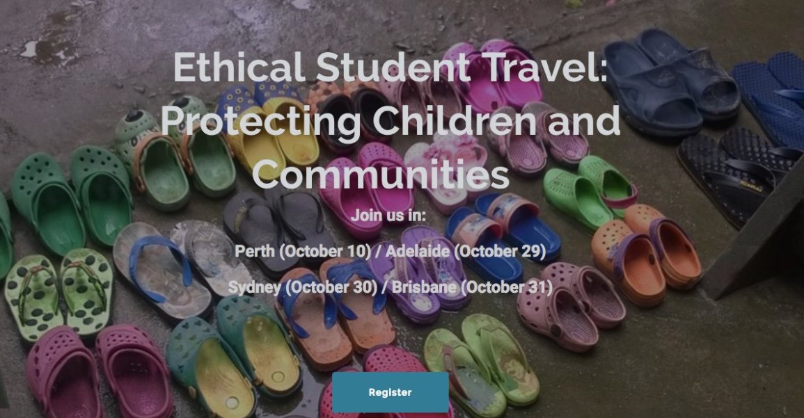 Tickets are still available to join us to explore #EthicalStudentTravel with <a href="/savechildrenaus/">Save the Children Australia</a> <a href="/weareworldchall/">World Challenge</a> <a href="/AyanaJourneys/">Ayana Journeys</a> <a href="/ALTOConsultants/">ALTOglobalconsulting</a> <a href="/jmcheer1/">J.M. Cheer</a> <a href="/fmnsays/">Forget Me Not</a> 

Adelaide - 29th
Sydney - 30th
Brisbane 31st

orphanagetourismconference.com.au 
#ResponsibleVolunteering #modernslavery