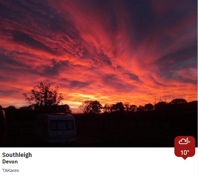 Our #bbc #weatherwatchers have been sending in some lovely #sunset pictures. Today it's staying mainly fine and dry with patchy cloud and sunny spells, light or moderate winds and a max temp of 16C 61F.