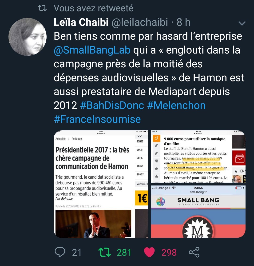 Weatherboy_fr's tweet photo. Hier @leilachaibi mettait à jour que #SmallBangLab l'agence de com de la campagne de Benoît Hamon était aussi prestataire de... Mediapart.
Étonnant qu'ils n'aient pas creusé leurs factures 10 fois plus élevées.
Quant aux profils de SmallBangLab, c'est encore plus savoureux ⤵️ https://t.co/ohNAxKlnC4