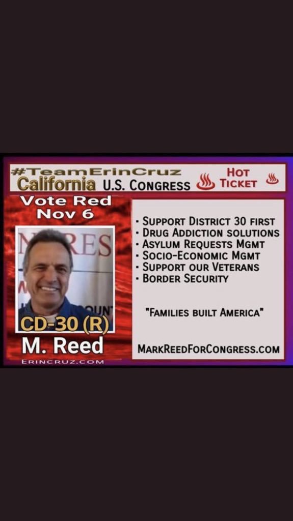 MorningInUSA123's tweet photo. @AshleyW838 @MarkReed1776 @lizBeth_Hineni @RealErinCruz @TheErinCruzShow @TeamErinCruz @MarkReed1776 will bring real change to the San Fernando Valley after 22 YEARS of incumbent neglect resulted in problems of homelessness, crime, inattention to Veteran's care, drug problems & more. Mark Reed will solve these problems. #VoteReed https://t.co/NJeFNwtLAY https://t.co/oGPFIOkVA6