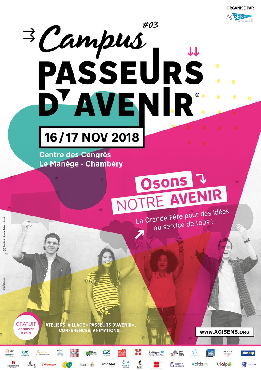 So_Ber38's tweet photo. @EDF_PaysSavoie #1R1T partenaire d'#Agisens  (porteur de projets d'innovation sociale). Venez découvrir leur #CampusPasseursdAvenir " (16 17/11 Manège Chambéry) : Village des acteurs de l'innovation sociale, tables rondes, témoins et un concours d'idées ... Et si vous osiez ? https://t.co/ppOWFt6uKp