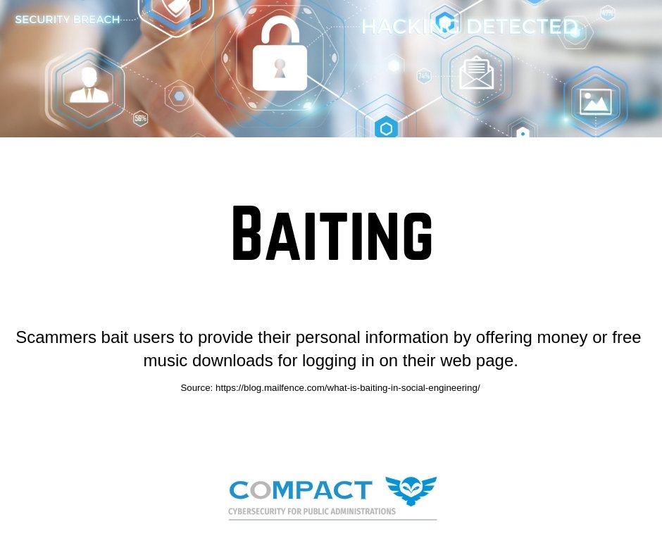 #Cybersecurity from A to Z. 
Do you know the major #threats you are vulnerable to while online? Stay with COMPACT to learn all the basics.

#WordOfTheDay #BAITING #cybersecuritymonth