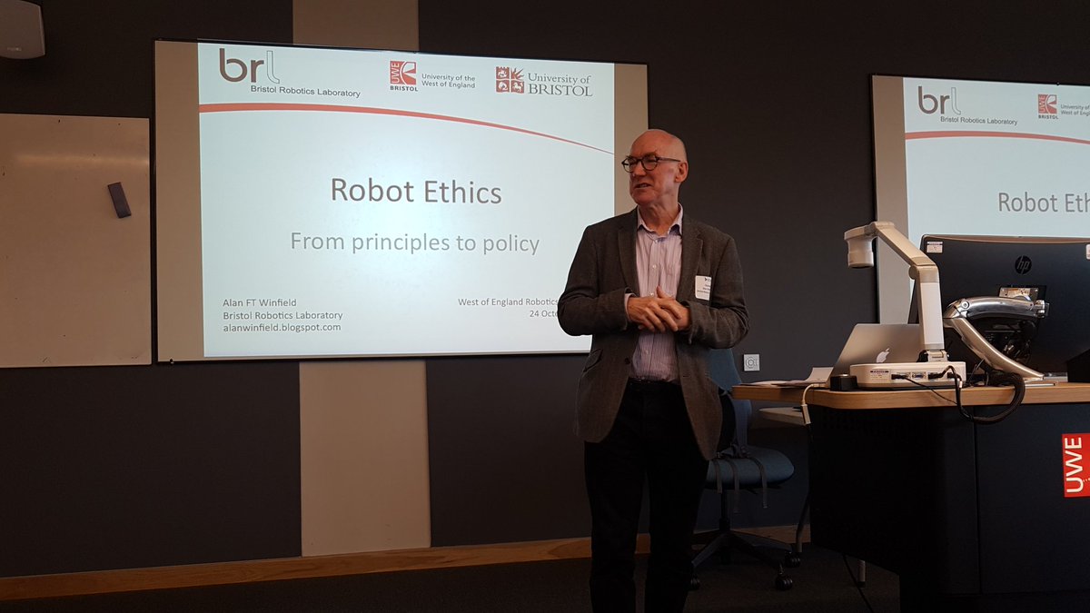 DrDanielGiskard's tweet image. Prof. @alan_winfield at the @RoboticsWoE #RobotEthics