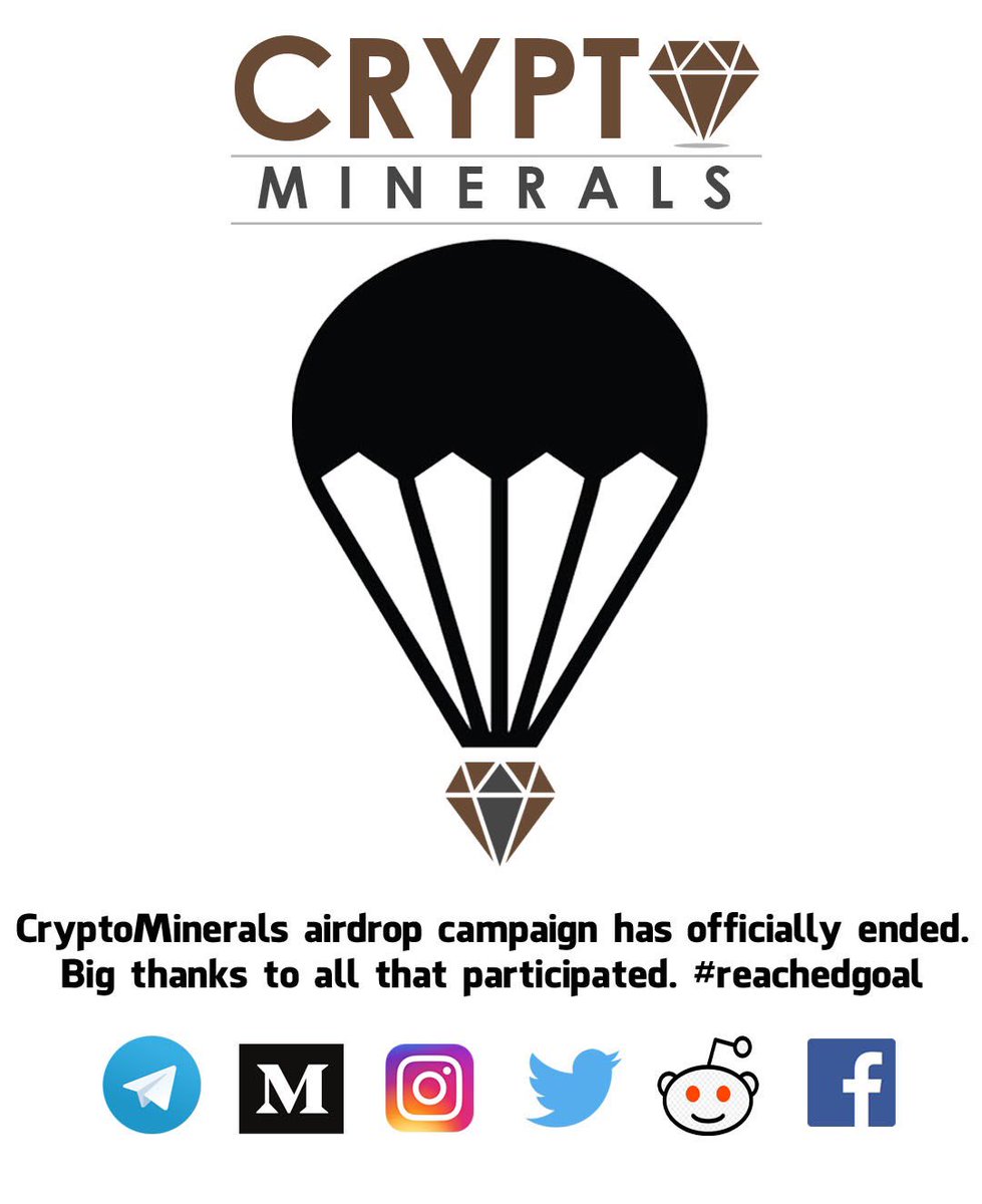 CryptoMinerals's tweet photo. It’s been almost one month since our last post &amp; within that short space of time our airdrop campaign has been a great success, we've achieved our goal of giving away 1000 Mineral ore's and we'd like to thank everyone that participated. #CryptoNews #bitcoin #ether #gems https://t.co/sYN8cikRM1