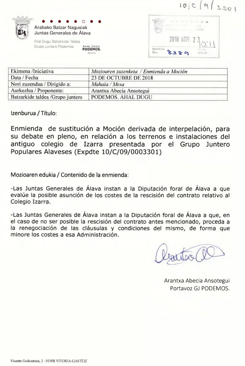 PodemosAraba's tweet photo. 🏚Terrenos e instalaciones del antiguo Colegio de Izarra." Esto fue un rescate millonario a una empresa privada y ahora todas tenemos una inmensa deuda.Hay que negociar o rescindir este contrato leonino. No estamos de acuerdo en la instalación de una #Uceis" Defendemos esto⤵️ https://t.co/M7CWCHjGS1