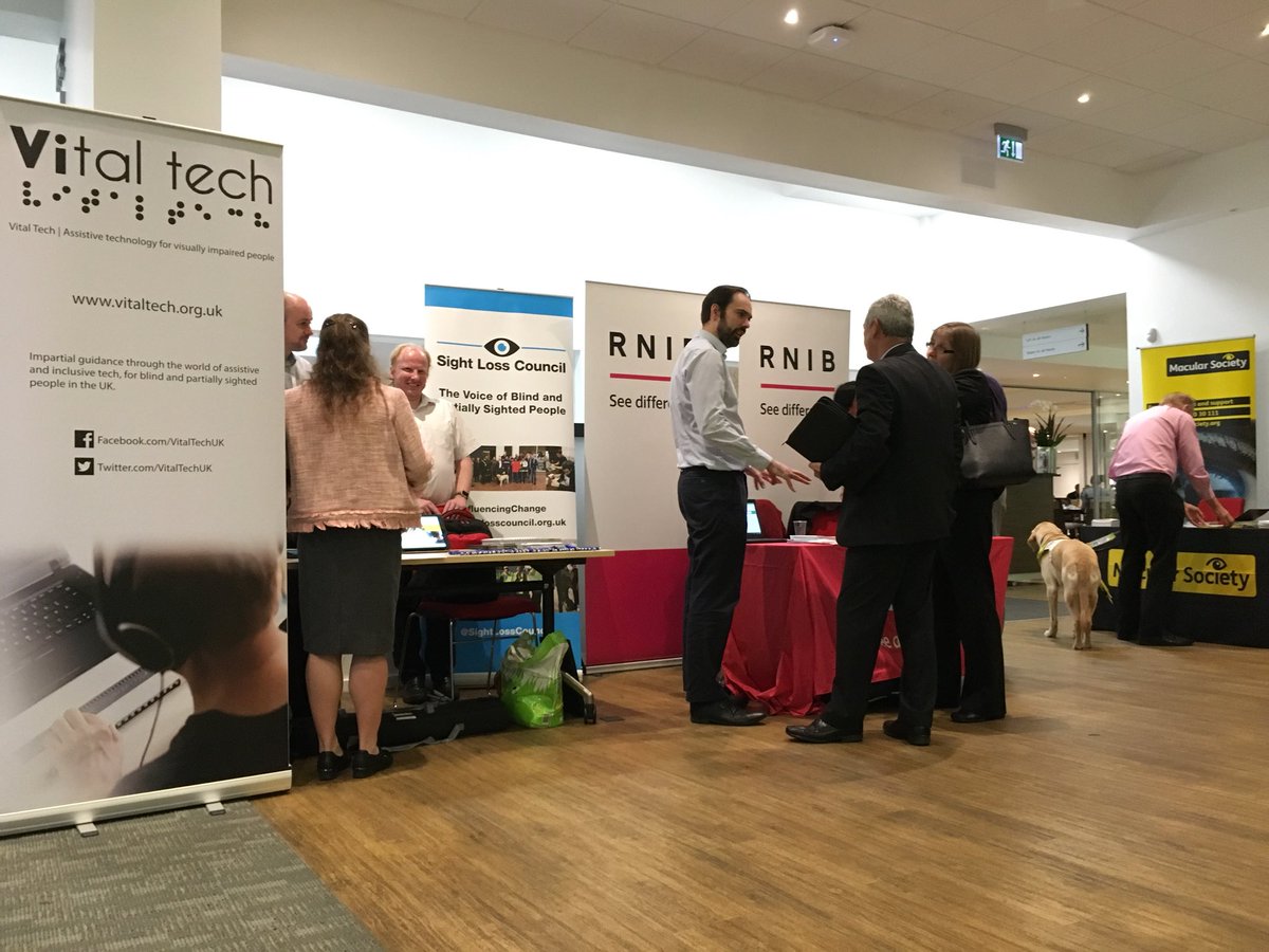 PocklingtonHub's tweet photo. Great to see our #SightLoss organisations standing side by side, the next two days promises to be filled with shared ideas and challenges. #VisionaryConference2018 @rnib @MacularSociety @SLCouncil_uk @VitalTechUK https://t.co/DqIx6NJ6UD