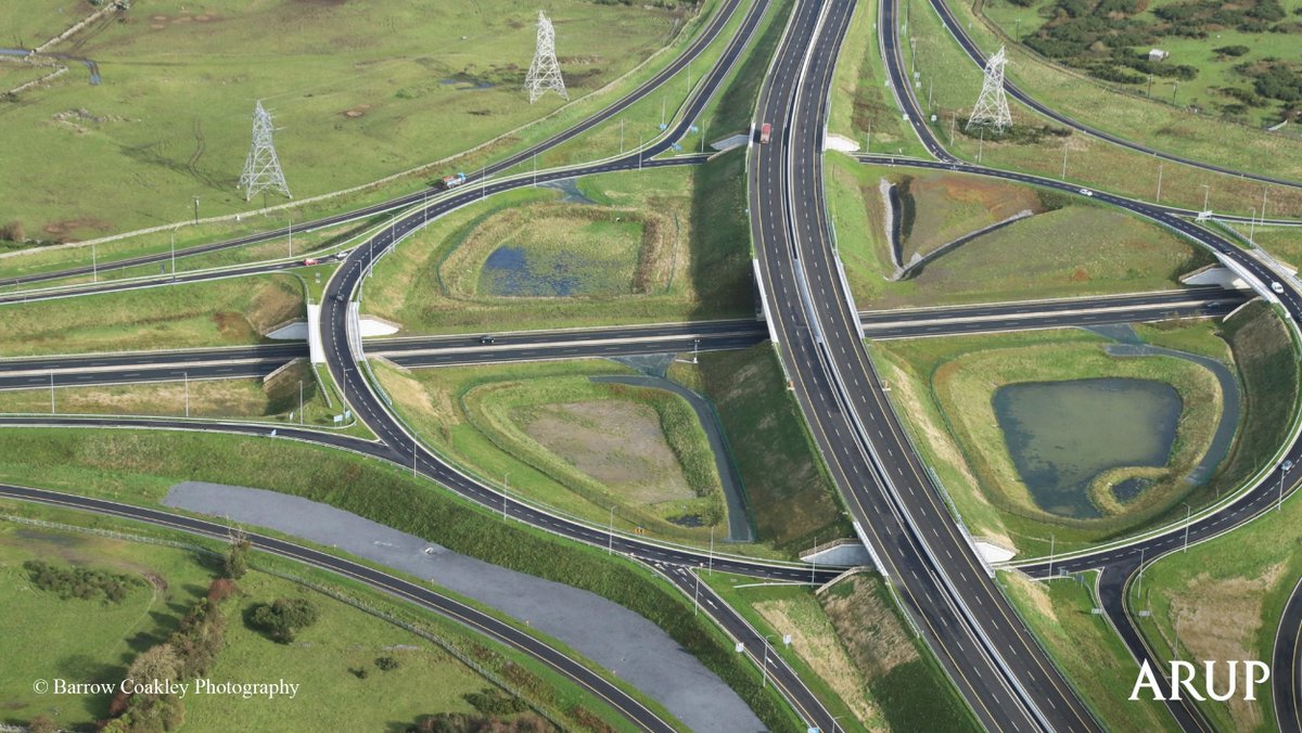 Arup's tweet photo. Our #engineers implemented significant design features for Galway's M17/M18 #motorway, enhancing user journeys across the West of Ireland and earning a place on the shortlist for the @EngineersIreland Excellence Award. Vote here: https://t.co/utsNBArX1C https://t.co/Wil5Vf65TJ
