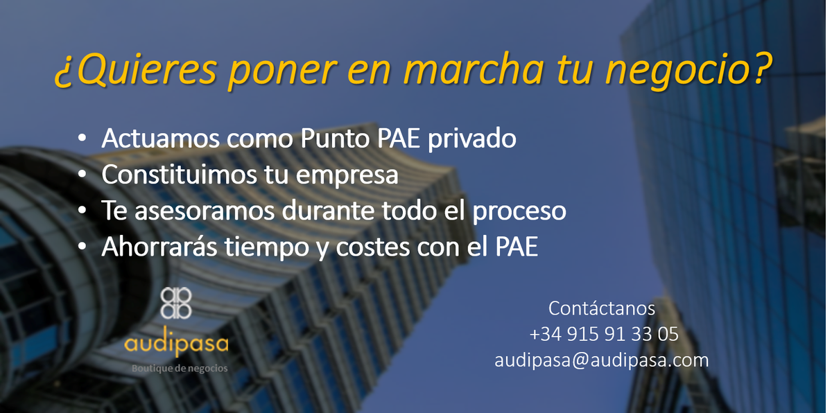 ¿Quieres poner en marcha tu negocio? En audipasa te ayudamos, somos Punto PAE. 
.
.
#PAE #puntopae #empresa #empresario #pymes #autonomos #sociedad #aeat #tgss #fiscal #startup #negocio #emprender #business #asesor #consultor #emprendiendo #circe #gestion