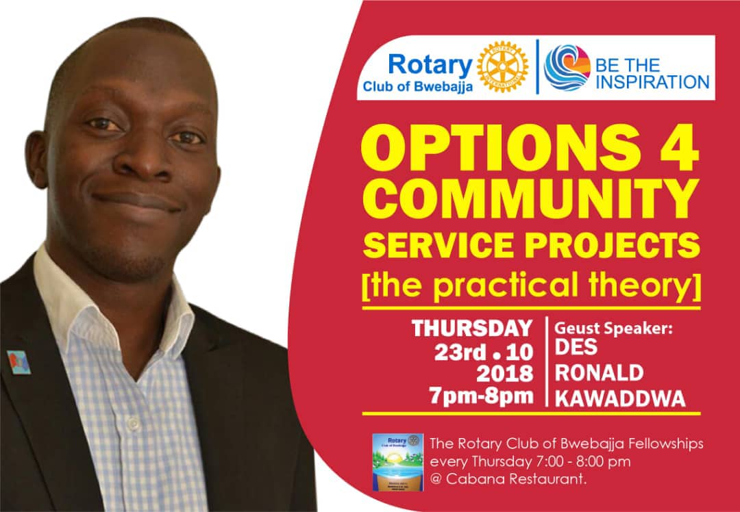 as we wait for a medical camp ( Rotary Family Health Days) in Ngongoro in Sissa sub county this Saturday the 27th, Oct,2018. plz join us this thursday  25th/10/18  as we host <a href="/RKawaddwa/">Ronald Kawaddwa</a> as he shares with us about community service <a href="/MichaelSekims/">Michael Muriithi</a> @rotaract_d9212