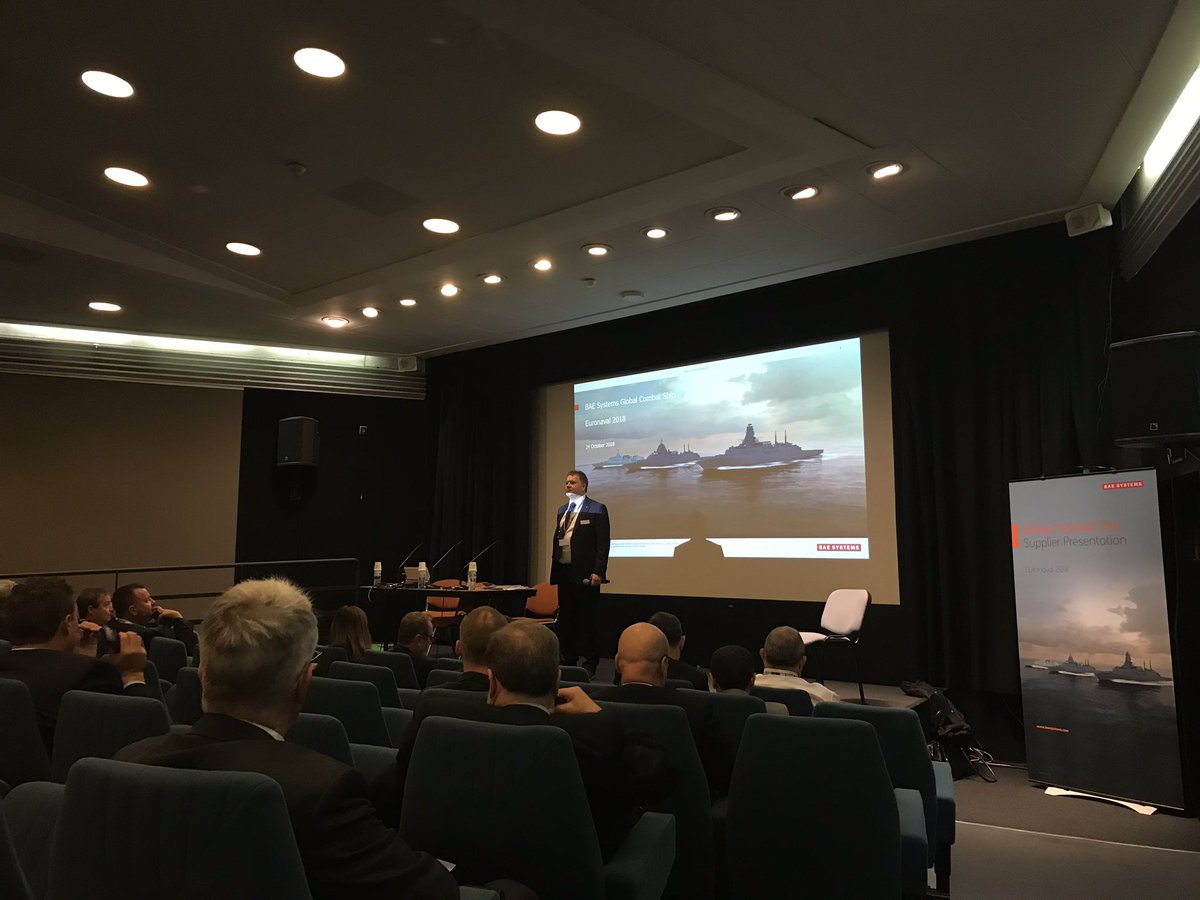 ACADA_Atlantic's tweet photo. Starting off day 2 of @SalonEuronaval with a @BAESystemsInc presentation on type 26 ships. Great timing after last Friday’s announcement about @CSCHomeTeam https://t.co/OE1CzqNDVB