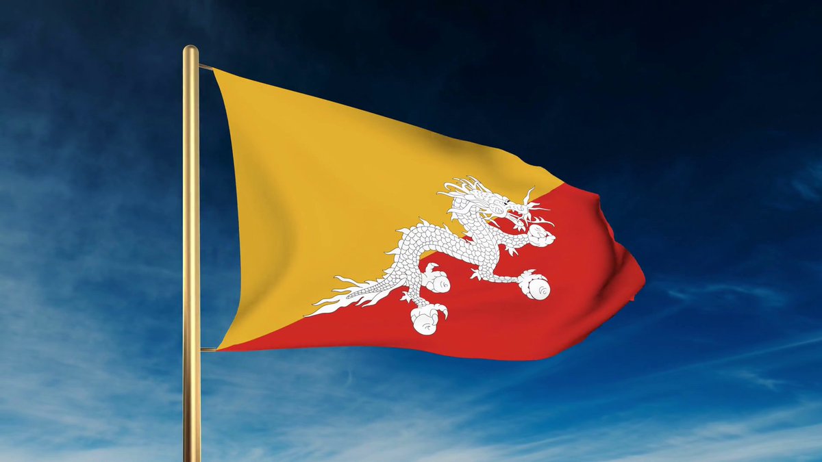 ZephyrFlags's tweet photo. The Bhutan flag stands out for one feature – the dragon. The name of the country means ’dragon’ so it is logical to be placed on the flag. The dragon originates from the Bhutan mythology, and holds jewels in his paws, that represent wealth. #WMYBF #WednesdayWisdom #Bhutan 🐉💎 https://t.co/QEEHsPKcO3