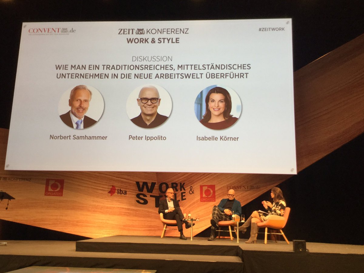 Moderatorin Isabelle Körner <a href="/ntvde/">ntv Nachrichten</a> fragt <a href="/NorSam123/">Norbert Samhammer</a>, CEO der <a href="/samhammer_ag/">Thomas Hellerich</a>, und Peter Ippolito, Gesellschafter von #IppolitoFleitz, wie man ein traditionsreiches mittelständisches Unternehmen in die neue #Arbeitswelt überführt.
#zeitwork