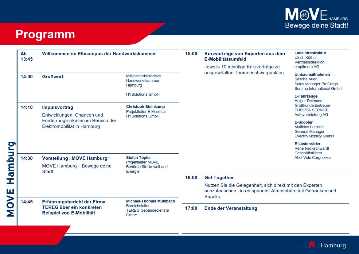 Jetzt Anmelden zum Workshop "Elektromobilität im Handwerk" am 09.11.2018! Mit dabei u.a. #Handwerkskammer Hamburg,#hySOLUTIONS,#Sortimo, #Ahoi_Velo, #e.optimum,#Evectro - Eintritt frei! - Alles zum Programm unter: hamburg.de/contentblob/11… 
#MOVEHamburg #GreenCity  #emobility