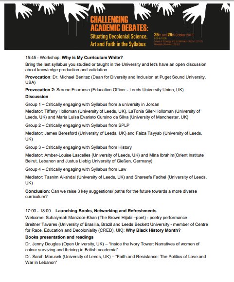 decolonising's tweet image. Full programme for #CAD2018 below! Follow the links below for accessible versions. 
Day 1: bit.ly/2yh1duS
Day 2: bit.ly/2yuz9n0