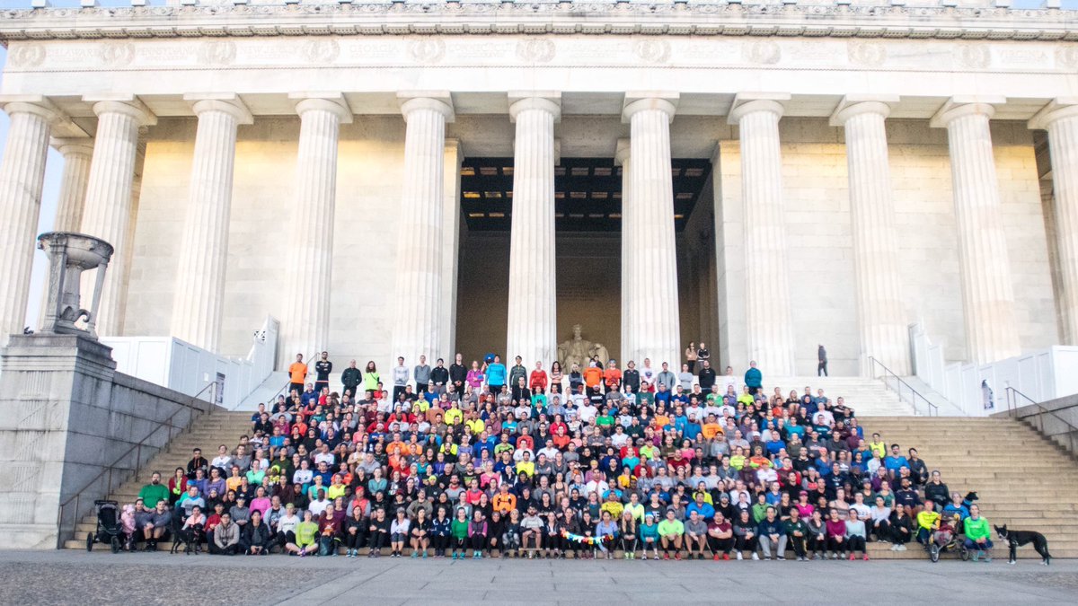 myFITDC's tweet photo. What a morning! Dark+chilly and we ate #LincolnMemorial steps for breakfast. #FITDC Rocked out with 500 people for the 5th Birthday of @Nov_Project_DCA. We are pumped. Also salute chapter founder @djscristo on retiring. #FreeFitness You got to love it! #GetSomeDC #JustShowUp https://t.co/r6J4swYzLR