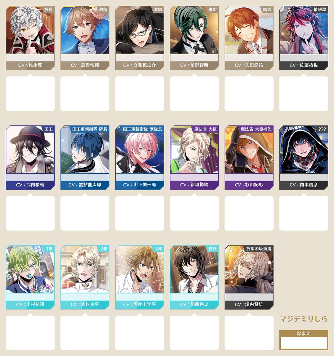 ふろの En Twitter マジカルデイズ 通称マジデ のミリしら遊びテンプレートをどうぞ Cvなどのヒントを頼りに キャラの名前と紹介文を埋めてみてください