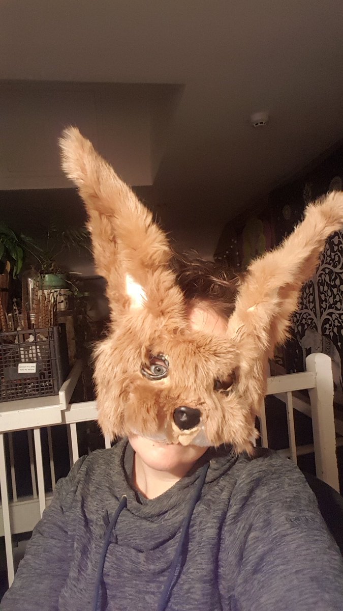 I made a creepy bunny mask from recycled vintage rabbit fur #bunny #recycled #winterdroving