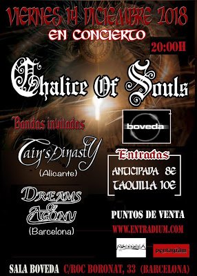 MetalKorner's tweet image. Próximo concierto de @Chaliceofsouls @CainsDinasty 
y @DreamsofAgony en Barcelona

goo.gl/AR5MZT