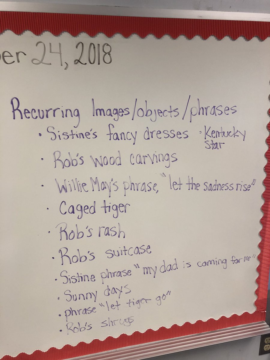 MsNewbold_CIS's tweet image. Learning about how to figure out the “bigger meaning” behind recurring images and objects using our mentor text Tiger Rising @CIS_APS