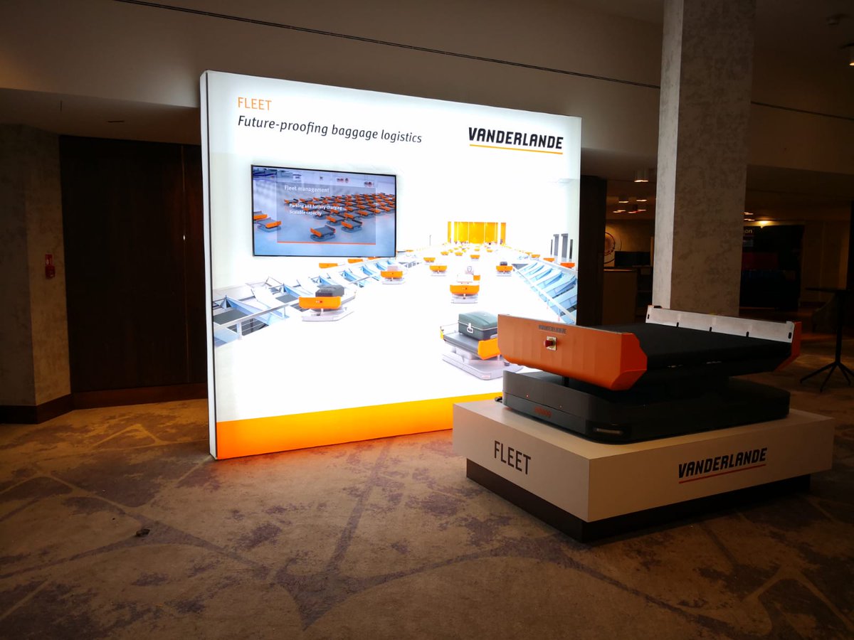 If you're attending day two of Airport Automation & Innovation 2018, check out@Vanderlande custom lightbox with autonomous vehicle display.  @Aviationevents1 #AAI2018 #aviationevents #AI #airports #aviation #vanderlande #fleet