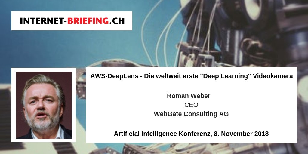 i_briefing's tweet photo. @RomanWebGate von @myWebgate zeigt auf wie Sie mit der @awscloud #DeepLens Kamera #DeepLearning-Modelle lokal auf der Kamera ausführen können, um das Gesehene zu analysieren und entsprechende Maßnahmen zu ergreifen.
->https://t.co/4VB4S9FxRJ
#ArtificialIntelligence @topsoft_ch https://t.co/QD15Gvsorr