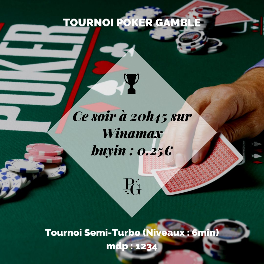 PokerandGamble's tweet photo. Save the date 📆
Rendez-vous ce soir à 20h45 pour le tournoi hebdomadaire de Poker &amp; Gamble en mode "semi-turbo" 🏆
Join us on Discord and don't miss any tournament or poker news : https://t.co/k4Mo7F2uts
#poker #pokerandgamble #tournament #winamax https://t.co/piPhQLacOC