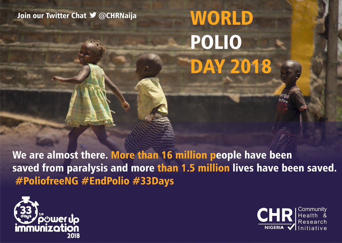 CHRNaija's tweet photo. Since 1988, progress against polio has been strong and consistent. Let’s carry on like this, and we will definitely eradicate this disease. #33Daysforimmunization, #Vaccineswork, #PowerUpImmunization, #33Days, #Savelives #Endpolio #WorldPolioDay https://t.co/KWo1Njhv7W