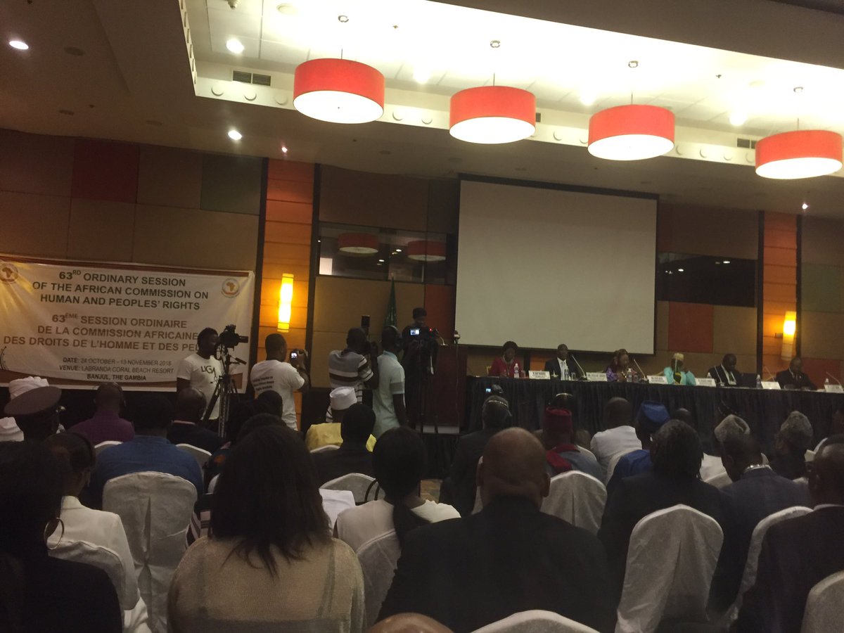 Gambia_MOJ's tweet photo. Happening: the opening ceremony of the 63rd Ordinary Session of the African Commission on Human and Peoples’ Rights https://t.co/Cghimg6DjR