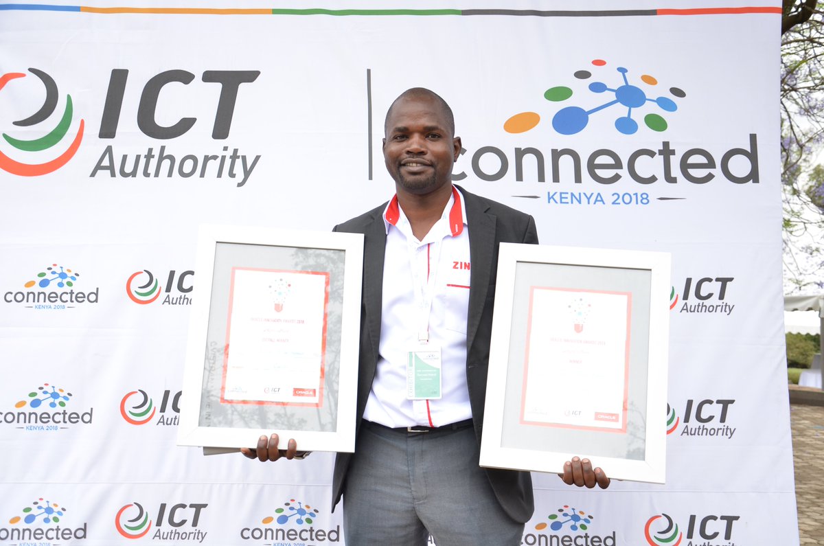 ICTAuthorityKE's tweet photo. The OVERALL WINNER of the @Oracle_Africa 2018 Innovation Awards is Engokho Kuku Farmer! Congratulations and great job! #2018ConnectedSummit https://t.co/ONuSUqh1T2