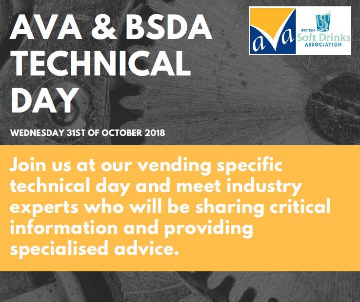vendingAVA's tweet photo. Only 1 Week till the AVA &amp; BSDA Technical Day on the 31st of October, read more... https://t.co/guO46jlHgj …  #BookNow #AVA #BDSA #Vending #TechnicalExpert https://t.co/P5u7wacspT