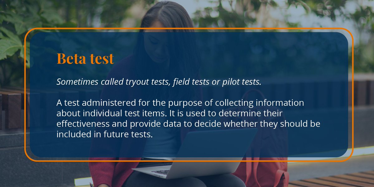 PearsonVUE's tweet image. Have you heard of the term 'beta testing' but want to know what it really means? 

#definition #betatest #VUEdictionary #testadministration #itemwriting #testitems #assessment