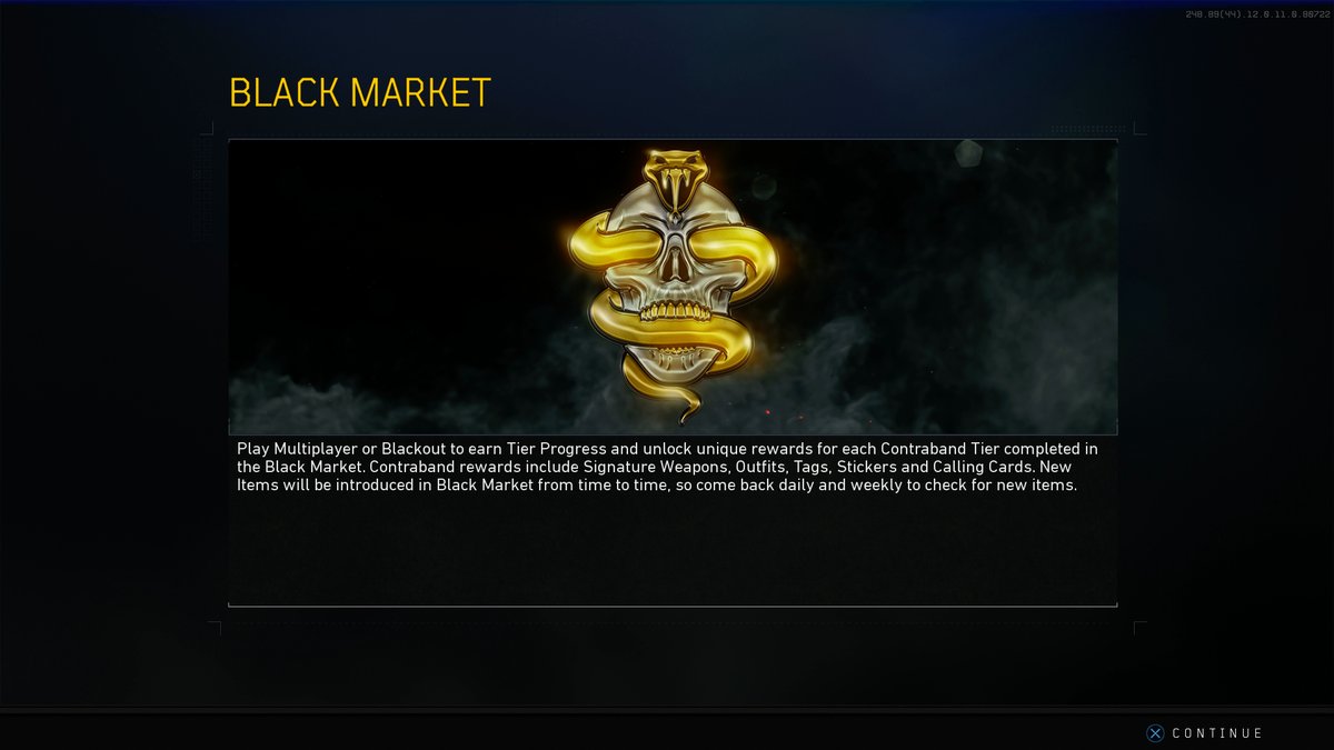 GamesCenterGG's tweet photo. Black Market Progression Update:

- Players will now earn Tier progression faster and more consistently in multiplayer and Blackout.
- Online earn rate accelerators and challenge-based and event-based Tier Skip rewards are coming in future updates

#BlackOps4 #Blackout https://t.co/JhjFupJE9B