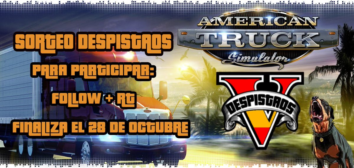 ¡ATENCIÓN FAMILIA, TENEMOS SORTEO ACTIVO!

Con motivo de la celebración de los 400 follows en Twitter, vamos a realizar un nuevo sorteo. Sortearemos una clave de American Truck Simulator, para aquellos amantes de los simuladores. Finaliza el 28 de Octubre.

RT+Follow para entrar!