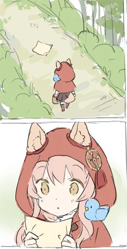 森に落ちてる紙を拾ったオオカミちゃん、そこに書いてあった内容とは… 