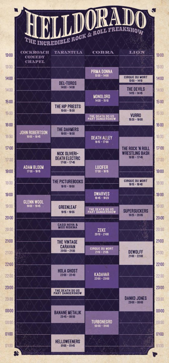 NMTHYPE's tweet image. All hail: daar is de #Helldorado timetable 🙌🤘 facebook.com/helldoradofest… Zat. 17 nov. @Klokgebouw Eindhoven