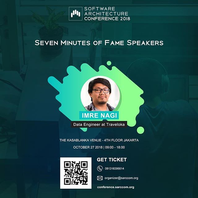 sarccomID's tweet photo. Meet the Seven Minutes of Fame Speakers, 
Imre Nagi.

Get Your Tickets :
https://t.co/xxoHCNsdd3

#SAC18Jakarta #softwarearchitect #software #softwareengineer #softwaredeveloper #softwareengineering #conference #sarccom #sarccomevent #developer #programmers #programming #coding… https://t.co/QaHrMumm64