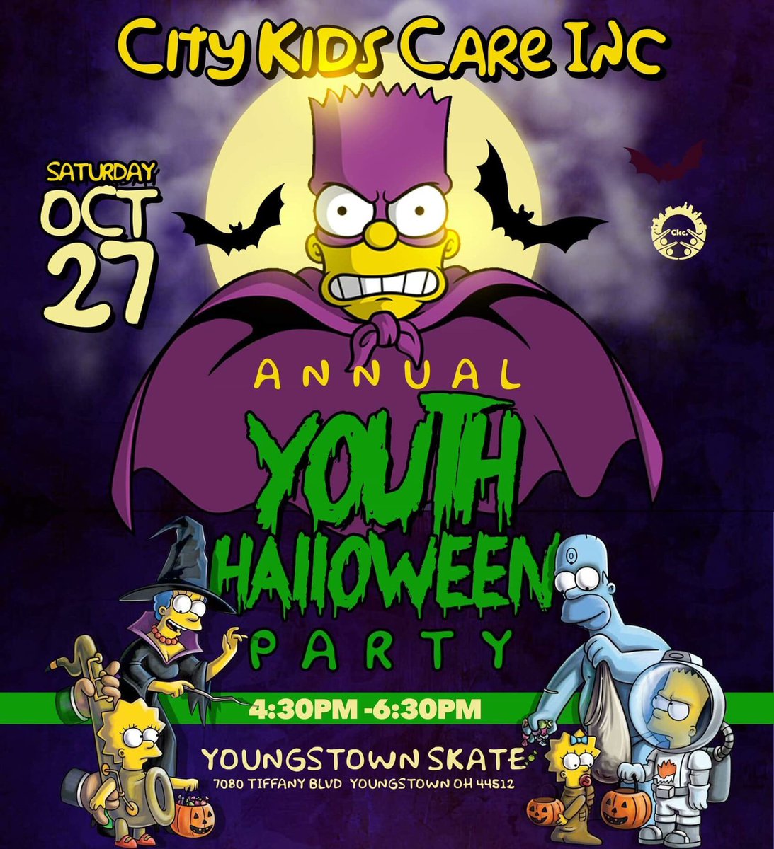 This Saturday, October 27th City Kids Care Inc. is hosting our 7th Annual Youth Halloween Party at Youngstown Skate! $1,000 in prizes and free candy! Free Event and Open to the Public! All ages. #CityKidsCare #FreeEvents