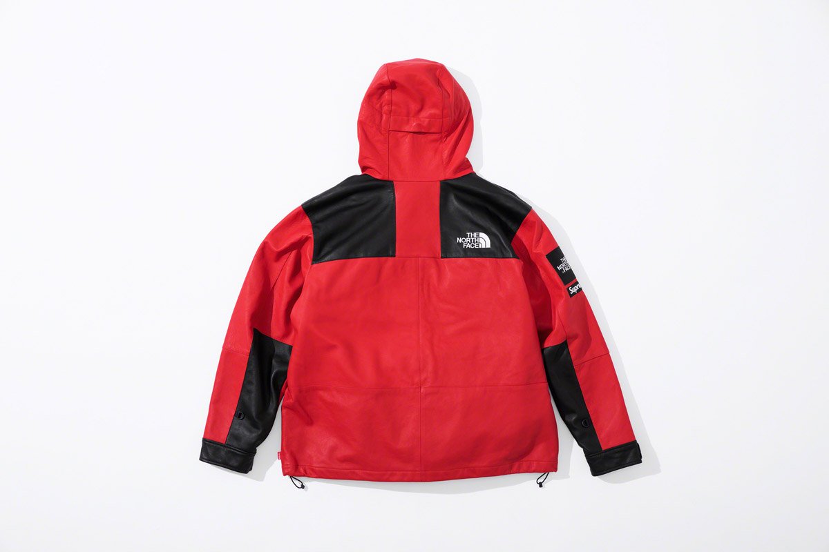The_Wampler's tweet photo. Supreme X North Face Leather Parka. Red, Size Large. $1400 + shipping. Ships today. Please RT. https://t.co/mqjTxpE0lI