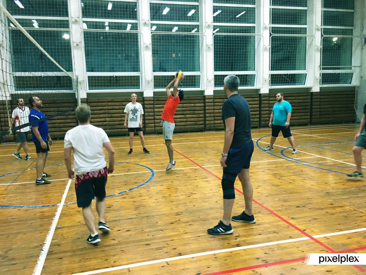 pixelplexinc's tweet photo. The PixelPlex team plays volleyball every Thursday, and we've managed to capture this shot from their recent workout! #PixelPlex #volleyball #sport https://t.co/RolApo97eg