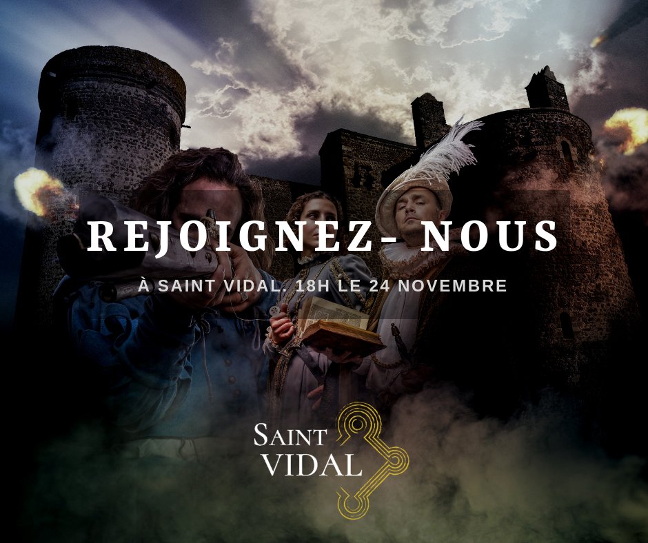 ForteresseSV's tweet photo. Rendez-vous le samedi 24 novembre à 18h00 à Saint Vidal pour découvrir toutes les nouveautés de la saison 2019 et rejoindre l'aventure ! 
#RejoignezNous #SaintVidal #Forteresse #Patrimoine #Culture https://t.co/3iNReVVbWF