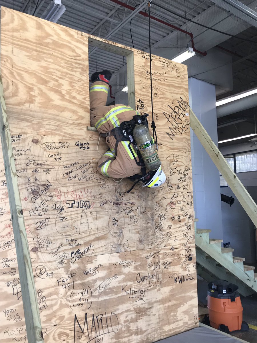 LargoFireRescue's tweet photo. Department wide Bailout Training is officially complete! Crews were able to sign the wall to show their completion of training. 

Thank you to our instructors: Training Chief Joe Manning, FF James Gallagher, FF Todd McCarthy, FF Ty Dougherty, and FF Woody Mamouzelos. https://t.co/VjXfhSHpK9