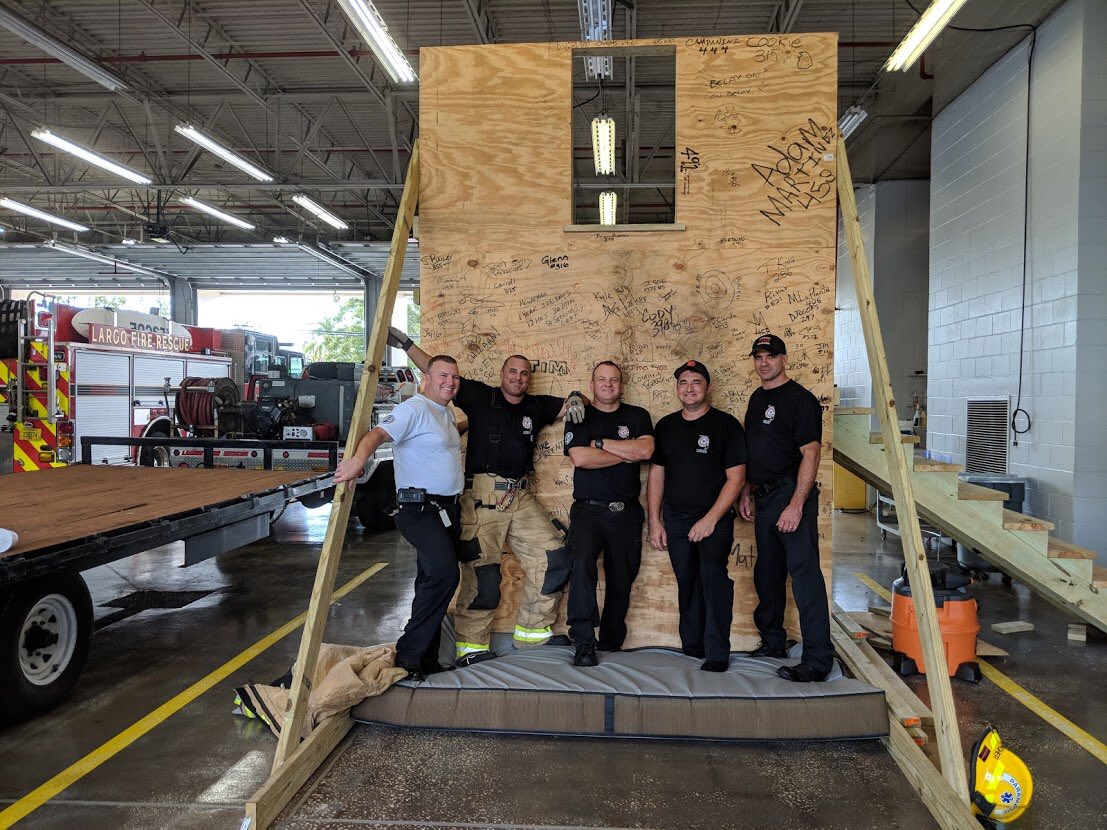LargoFireRescue's tweet photo. Department wide Bailout Training is officially complete! Crews were able to sign the wall to show their completion of training. 

Thank you to our instructors: Training Chief Joe Manning, FF James Gallagher, FF Todd McCarthy, FF Ty Dougherty, and FF Woody Mamouzelos. https://t.co/VjXfhSHpK9