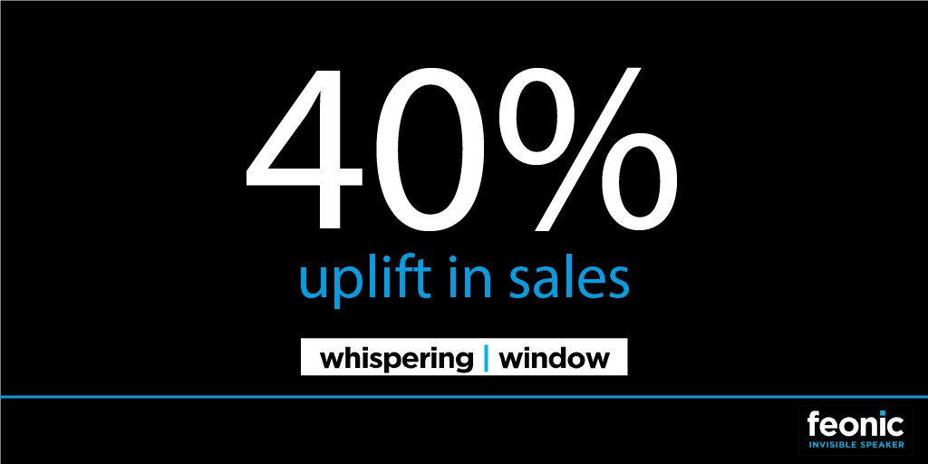 Feonic's tweet photo. "Over the period that the Whispering Window was installed, we noticed a 40% uplift in sales across the whole of the audio and TV department"
Kevin Scully VM Manager, Peter Jones, London
We need say no more...
#thissaysitall #whisperingwindow #retailwindowdisplay https://t.co/UpBmfIaj2u