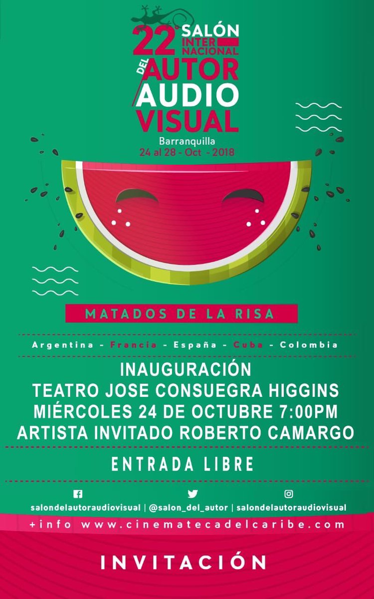 SecCulturaBaq's tweet photo. ¡A reír en serio! Con un ‘stand up concert’ del cantautor Roberto Camargo, esta noche inicia el 22° Salón Internacional del Autor Audiovisual, que durante cinco días reunirá a cineastas y películas de diferentes países. Consulta la programación aquí 👉🏼 https://t.co/EXsyQiChur. https://t.co/KKOT71tAGy