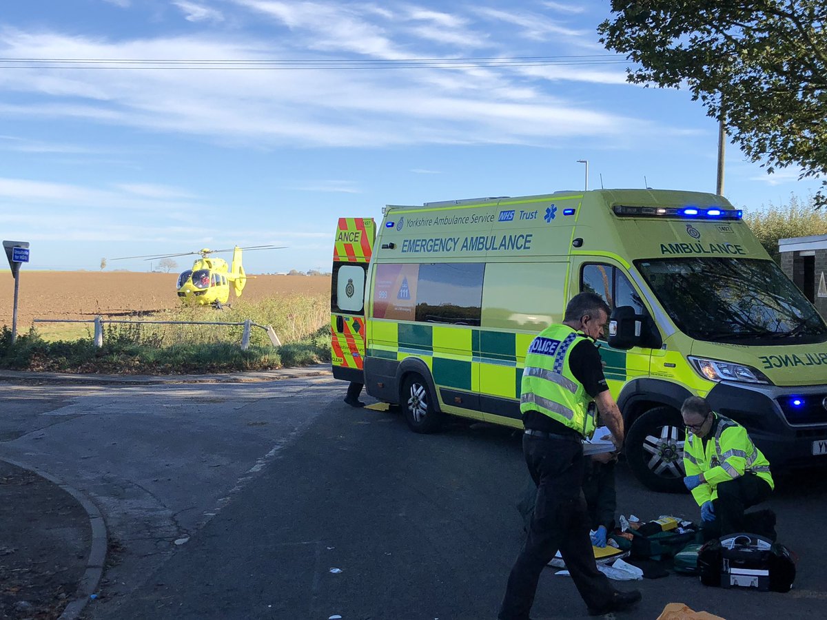 PCSODarrenB's tweet photo. 46yr old Motorcyclist air lifted to hospital with suspected pelvis injury

Carriageway now reopen, thank you for your assistance &amp; patience #Flinton #Aldbrough https://t.co/ER4qEa1P4R