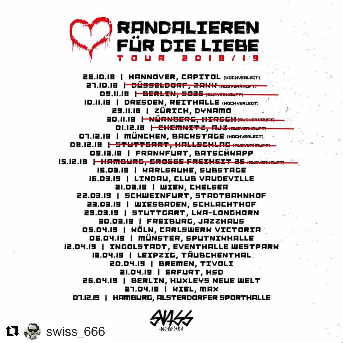 SippeErfurt's tweet photo. Die Tour geht weiter, sichert euch die Karten für den zweiten Teil der Randalieren für die Liebe -Tour und kommt natürlich alle am 21.04.19 nach Erfurt ❤🔥 https://t.co/UIqlmNb5N9