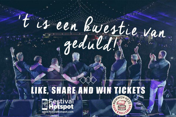 festivalhotspot's tweet image. ‘t is een kwestie van geduld voordat jij een kaartje wint bij Festival Hotspot! Wij mogen zondag kaarten verloten voor het Rowwen Hèze Slotconcert 2018! Volg @festivalhotspot en RT dit bericht en maak kans op twee Zondag in ‘t Zuiden tickets!